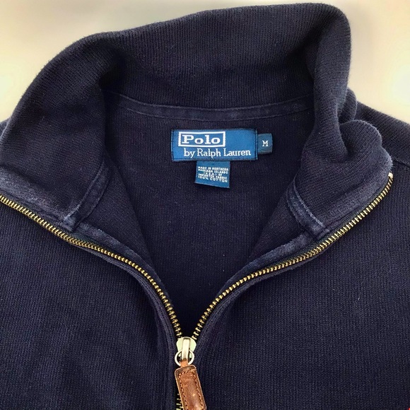 VTG Polo by Ralph Lauren Navy 1/4 Zip Pullover Size Medium - Picture 3 of 7